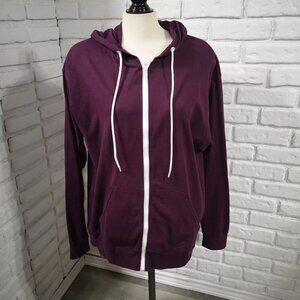 Fruit of the Loom Men's Size Large Burgundy Full Zip Closure Hoodie